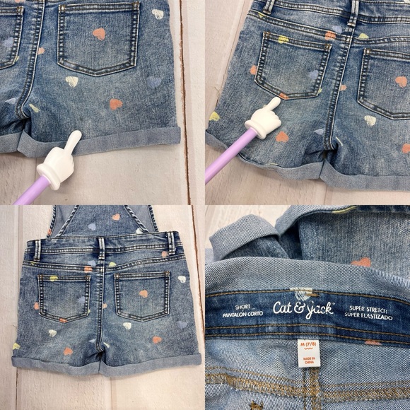 Cat & Jack Denim Overall Shorts, Size Youth SIZE M(7/8) - Picture 13 of 16